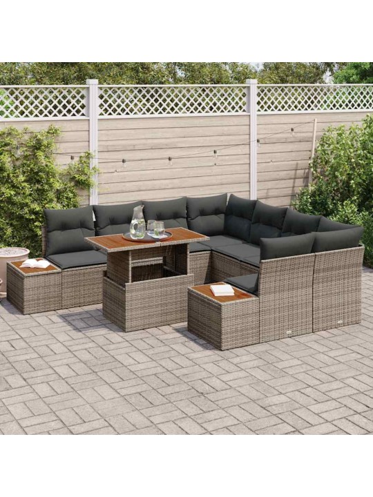 Dārza ēdamgalds 9 pcs pelēks un brūns 100 x 55 x 73 cm