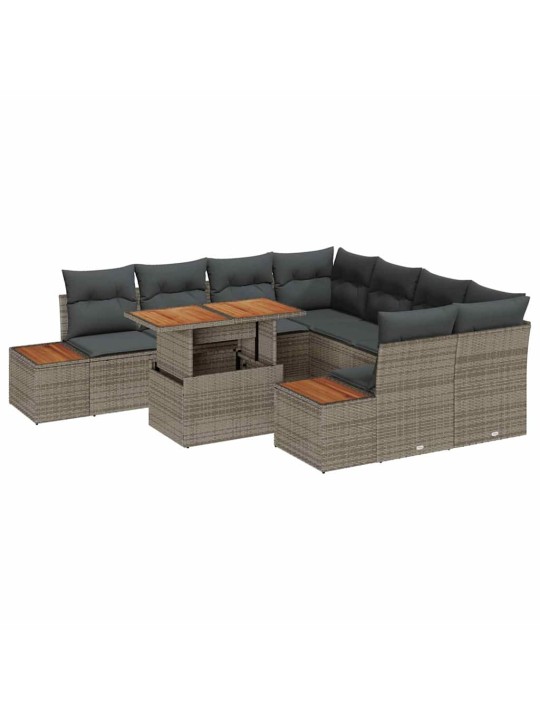 Dārza ēdamgalds 9 pcs pelēks un brūns 100 x 55 x 73 cm