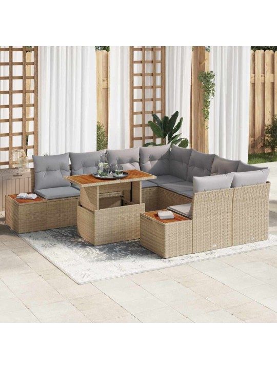 Dārza ēdamgalds 9 pcs bēšs un pelēks 100 x 55 x 73 cm