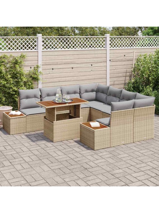 Dārza ēdamgalds 9 pcs bēšs un pelēks 100 x 55 x 73 cm