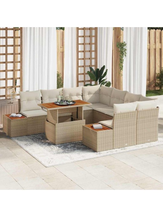 Dārza ēdamgalds 9 pcs bēšs un krēms 100 x 55 x 73 cm