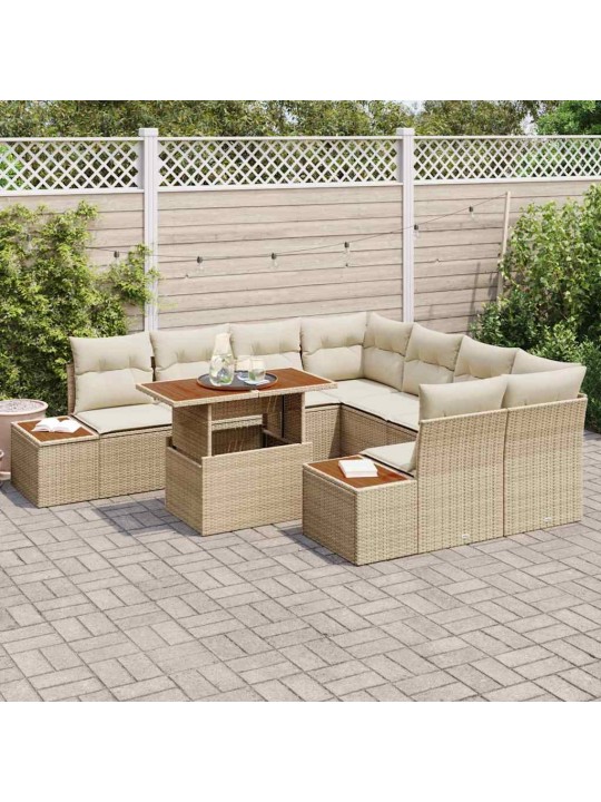 Dārza ēdamgalds 9 pcs bēšs un krēms 100 x 55 x 73 cm