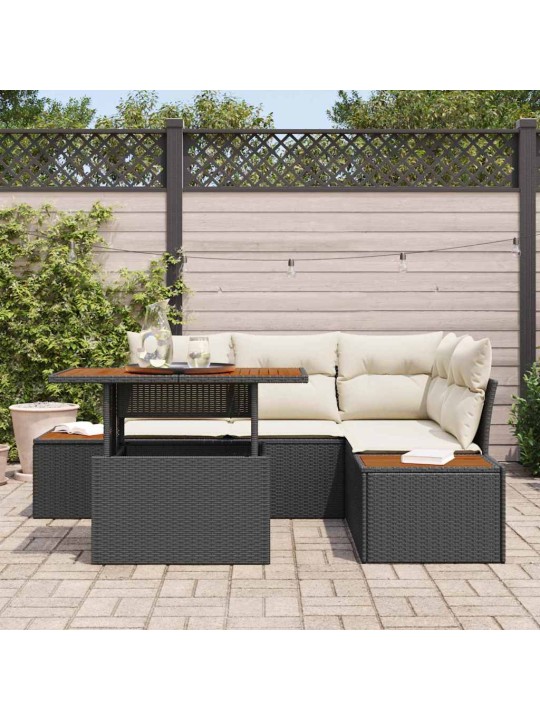 Dārza ēdamgalds 5 pcs melna un beigē 100 x 55 x 73 cm