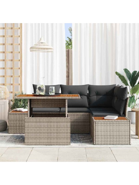Dārza ēdamgalds 5 pcs pelēks un brūns 100 x 55 x 73 cm