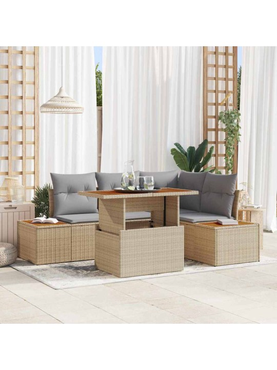 Dārza ēdamgalds 5 pcs bēšs un pelēks 100 x 55 x 73 cm