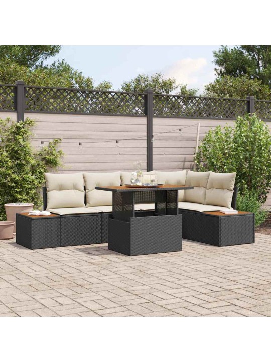 Dārza ēdamgalds 6 pcs melna un beigē 100 x 55 x 73 cm