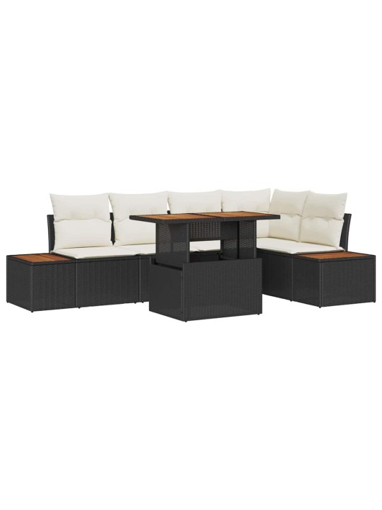 Dārza ēdamgalds 6 pcs melna un beigē 100 x 55 x 73 cm