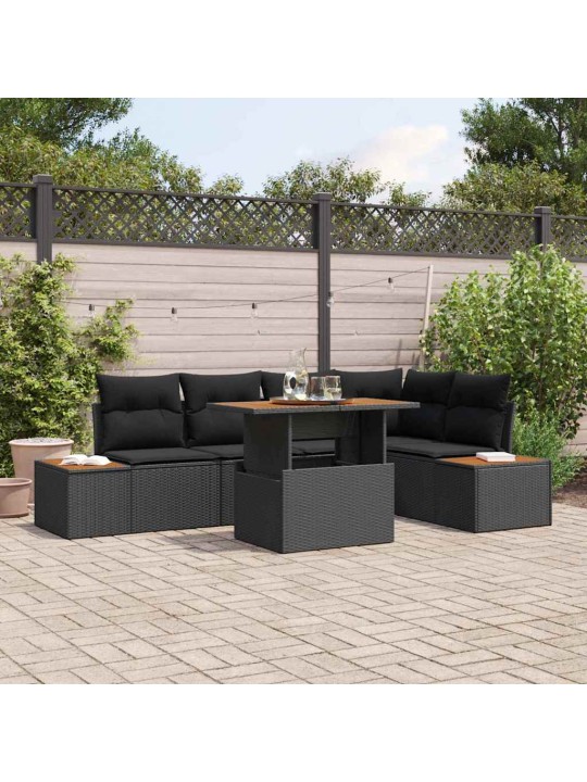 Dārza ēdamgalds 6 pcs melns un brūns 100 x 55 x 73 cm