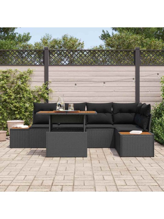 Dārza ēdamgalds 6 pcs melns un brūns 100 x 55 x 73 cm