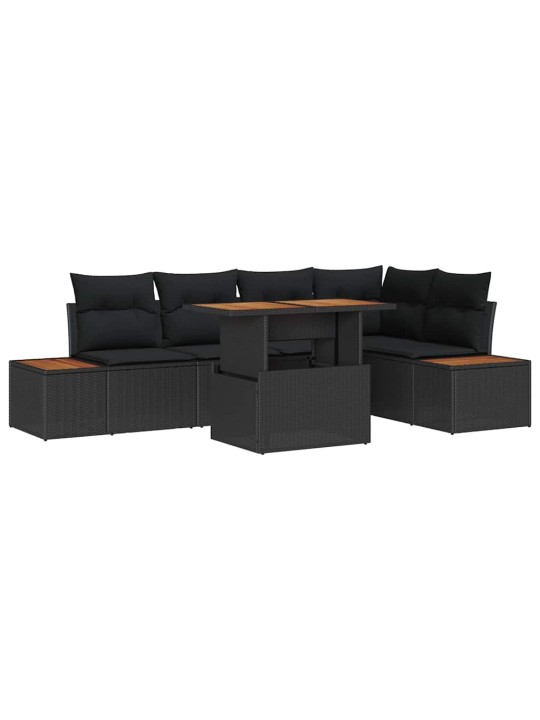 Dārza ēdamgalds 6 pcs melns un brūns 100 x 55 x 73 cm