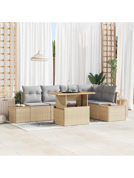 Dārza ēdamgalds 6 pcs bēšs un pelēks 100 x 55 x 73 cm
