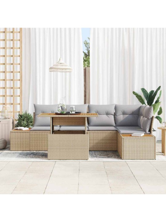 Dārza ēdamgalds 6 pcs bēšs un pelēks 100 x 55 x 73 cm