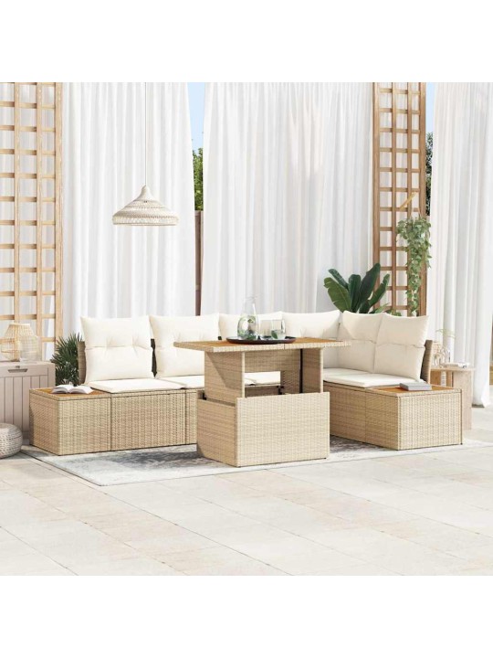 Dārza ēdamgalds manuāls 6 pcs beige, krēmkrāsa 100 x 55 x 73 cm