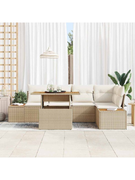 Dārza ēdamgalds manuāls 6 pcs beige, krēmkrāsa 100 x 55 x 73 cm