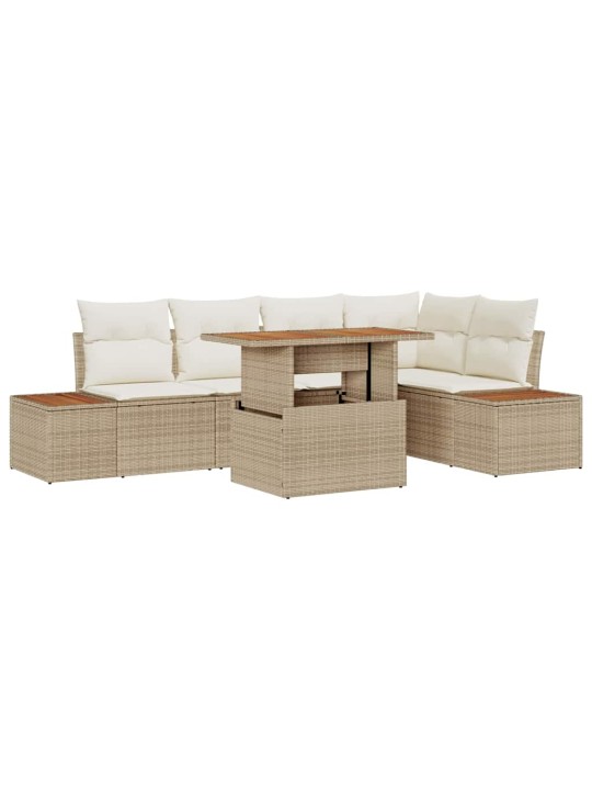 Dārza ēdamgalds manuāls 6 pcs beige, krēmkrāsa 100 x 55 x 73 cm