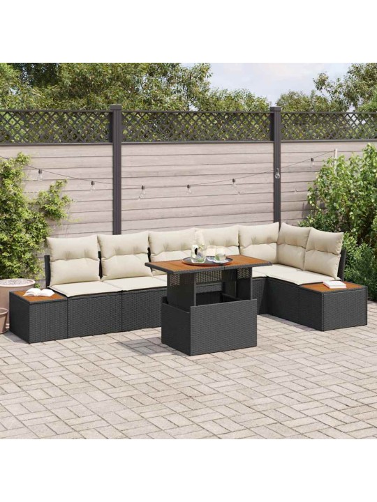 Dārza ēdamgalds 7 pcs melna un beigē 100 x 55 x 73 cm