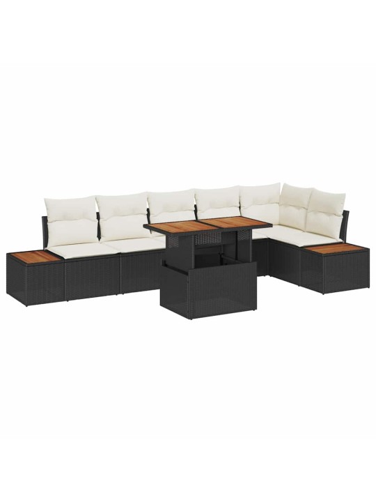 Dārza ēdamgalds 7 pcs melna un beigē 100 x 55 x 73 cm