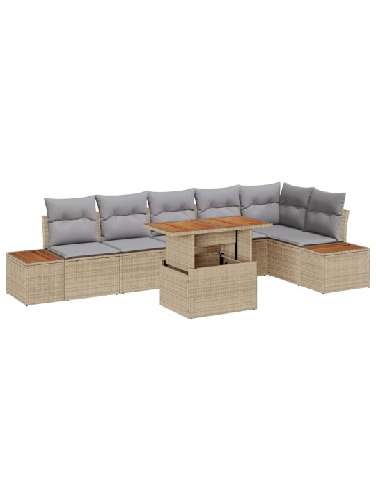 Dārza ēdamgalds 7 pcs bēšs un pelēks 100 x 55 x 73 cm