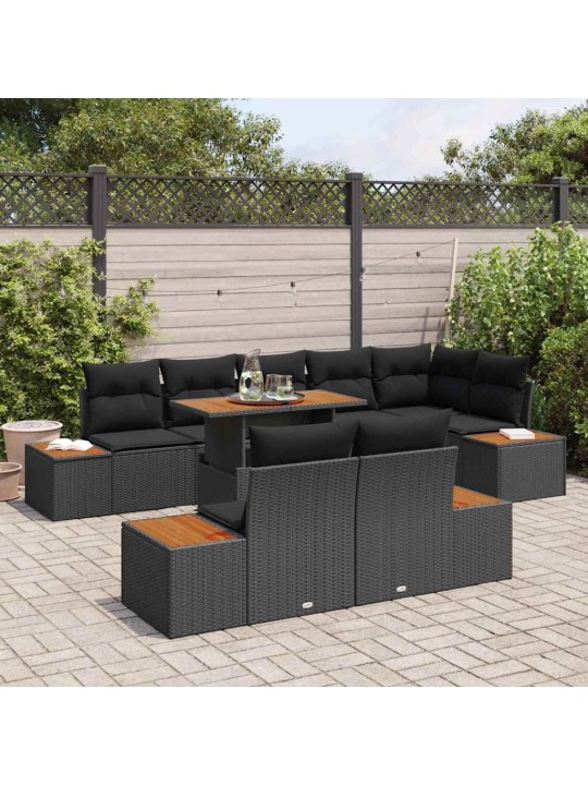 Dārza ēdamgalds 9 pcs melns un brūns 100 x 55 x 73 cm