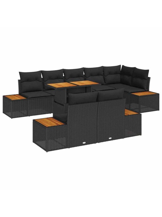 Dārza ēdamgalds 9 pcs melns un brūns 100 x 55 x 73 cm