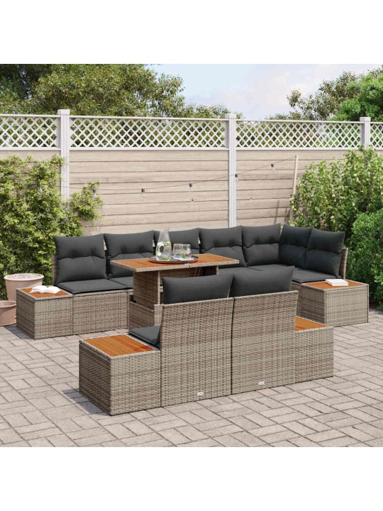 Dārza ēdamgalds 9 pcs pelēks un brūns 100 x 55 x 73 cm