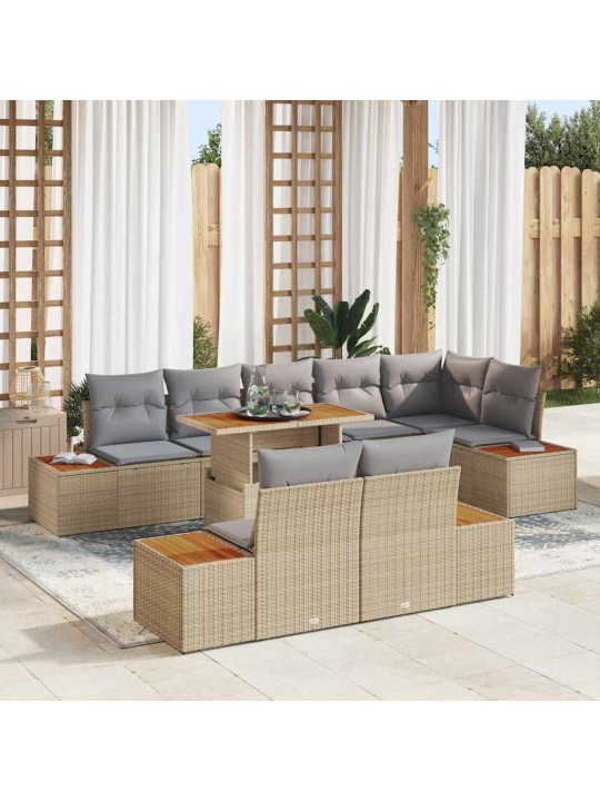Dārza ēdamgalds 9 pcs bēšs un pelēks 100 x 55 x 73 cm