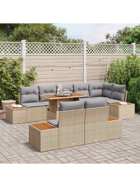 Dārza ēdamgalds 9 pcs bēšs un pelēks 100 x 55 x 73 cm