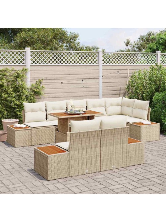Dārza ēdamgalds 9 pcs bēšs un krēms 100 x 55 x 73 cm
