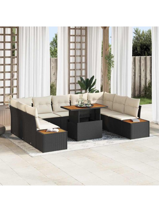Dārza ēdamgalds 10 pcs melna un beigē 100 x 55 x 73 cm