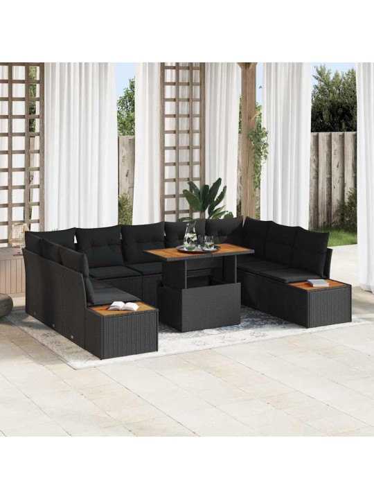 Dārza ēdamgalds 10 pcs melns un brūns 100 x 55 x 73 cm