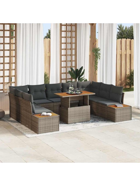 Dārza ēdamgalds 10 pcs pelēks un brūns 100 x 55 x 73 cm