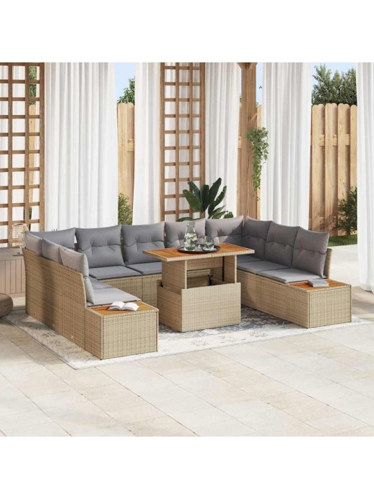 Dārza ēdamgalds 10 pcs bēšs un pelēks 100 x 55 x 73 cm