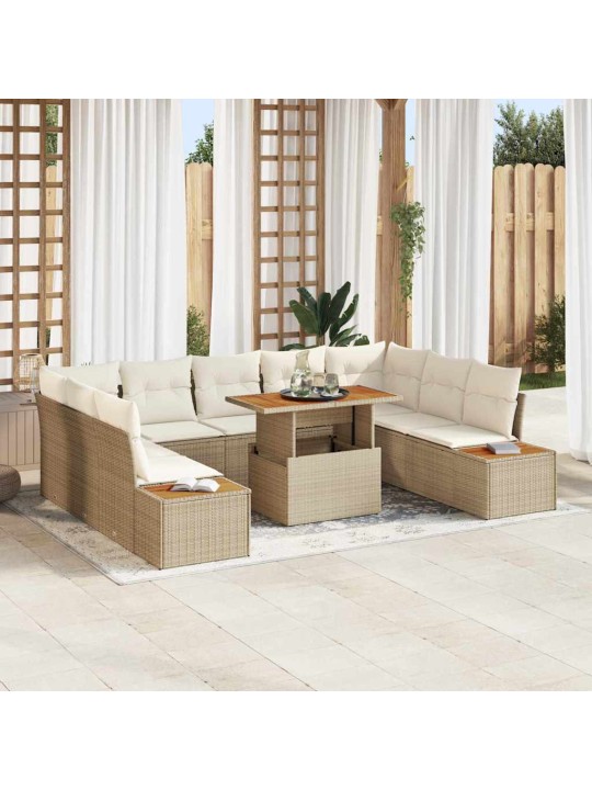 Dārza ēdamgalds 10 pcs bēšs un krēms 100 x 55 x 73 cm