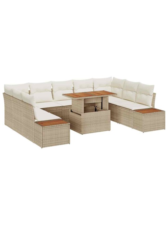 Dārza ēdamgalds 10 pcs bēšs un krēms 100 x 55 x 73 cm