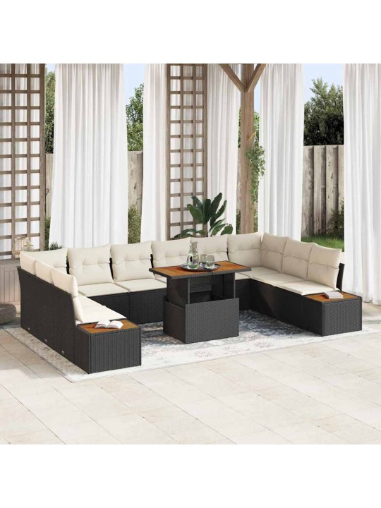 Dārza ēdamgalds 11 pcs melna un beigē 100 x 55 x 73 cm