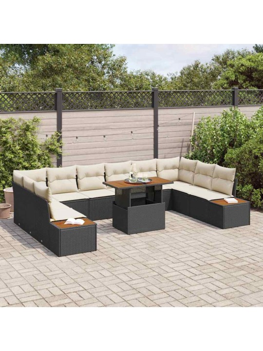 Dārza ēdamgalds 11 pcs melna un beigē 100 x 55 x 73 cm