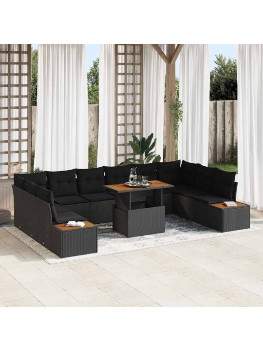 Dārza ēdamgalds 11 pcs melns un brūns 100 x 55 x 73 cm