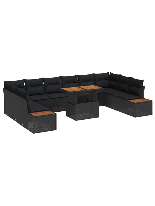 Dārza ēdamgalds 11 pcs melns un brūns 100 x 55 x 73 cm
