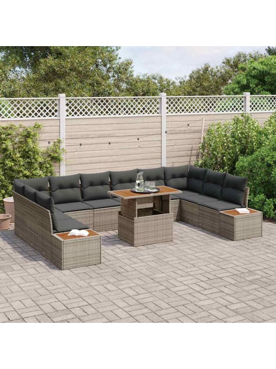 Dārza ēdamgalds 11 pcs pelēks un brūns 100 x 55 x 73 cm