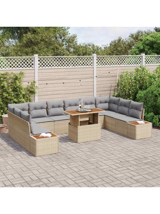 Dārza ēdamgalds 11 pcs bēšs un pelēks 100 x 55 x 73 cm