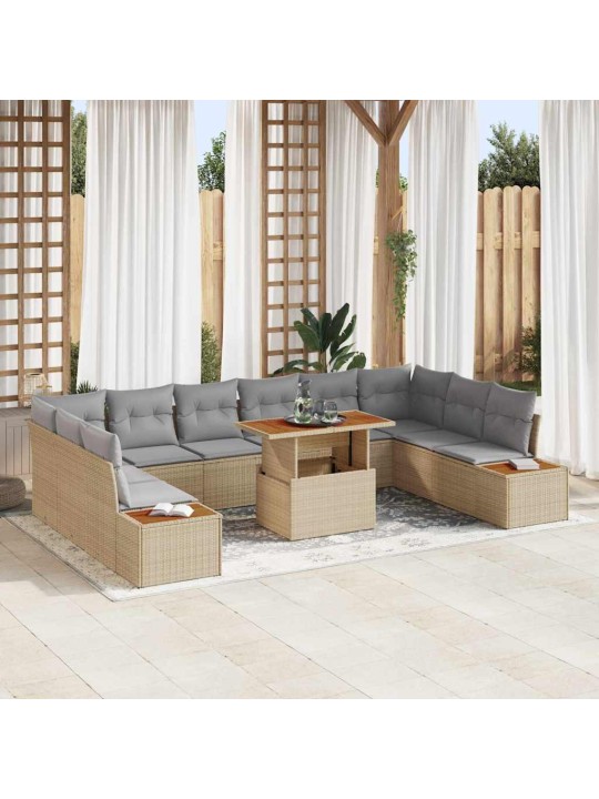 Dārza ēdamgalds 11 pcs bēšs un pelēks 100 x 55 x 73 cm
