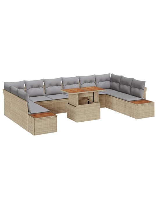 Dārza ēdamgalds 11 pcs bēšs un pelēks 100 x 55 x 73 cm