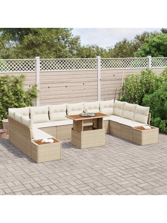 Dārza ēdamgalds 11 pcs bēšs un krēms 100 x 55 x 73 cm