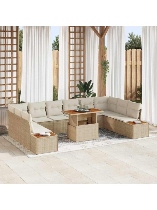 Dārza ēdamgalds 11 pcs bēšs un krēms 100 x 55 x 73 cm