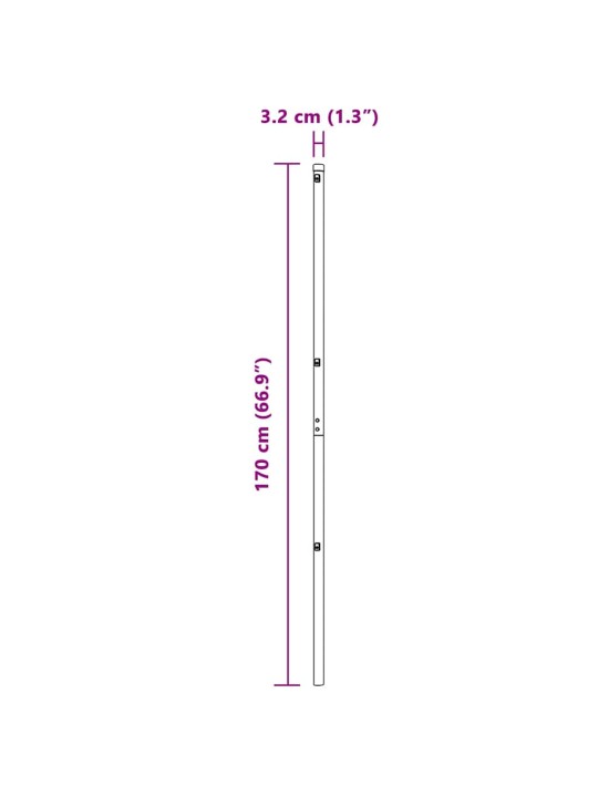 Žoga āķis 52 pcs pelēka 3.2 x 3.2 x 170 cm tērauds