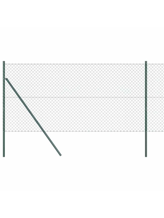 Ķēdes žogs ar stabiem zaļa 1.4 x 10 m tērauds