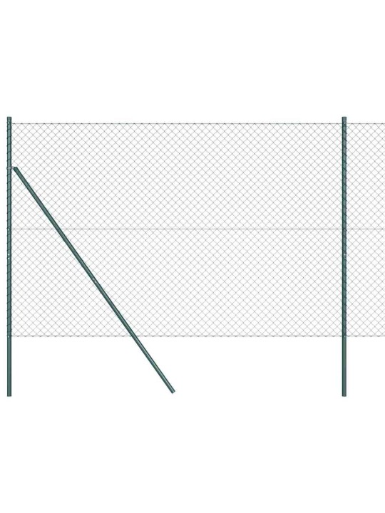 Ķēdes žogs ar stabiem zaļa 1.6 x 10 m tērauds
