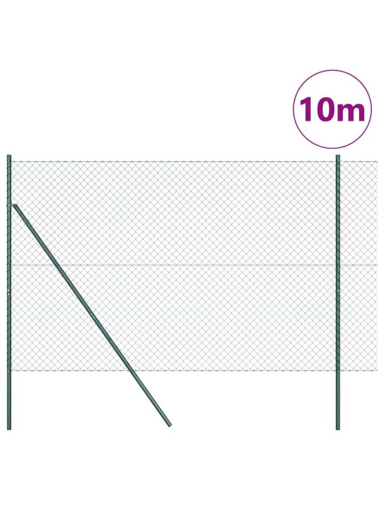 Ķēdes žogs ar stabiem zaļa 1.6 x 10 m tērauds