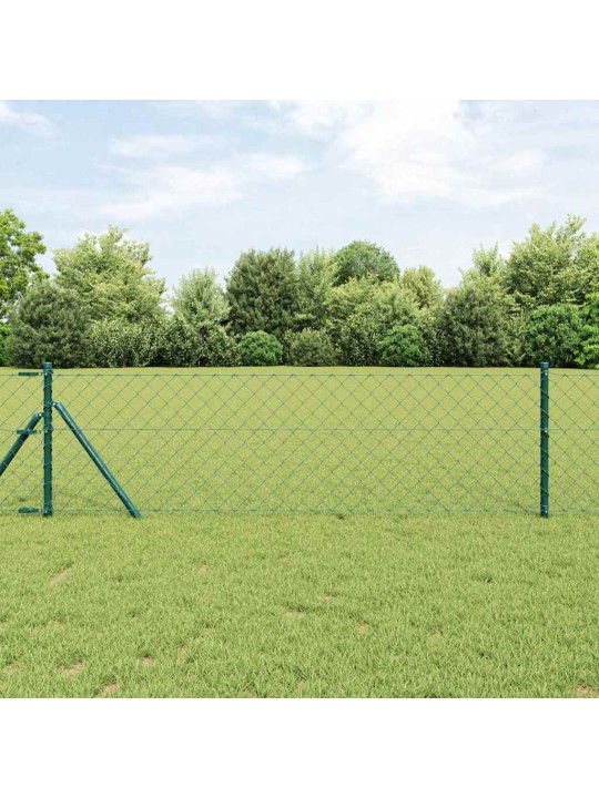 Ķēdes žogs ar stabiem zaļa 0.8 x 10 m tērauds