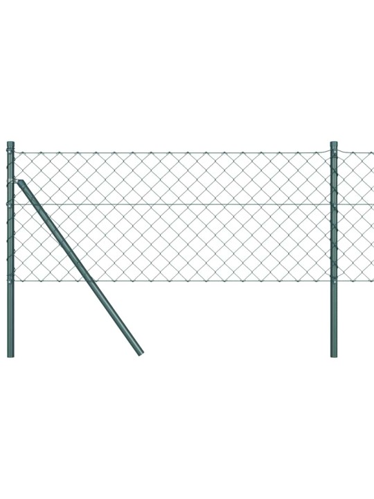 Ķēdes žogs ar stabiem zaļa 0.8 x 10 m tērauds